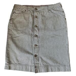 Patagonia Denim Stripe Organic Cotton Button Front Skirt size 10